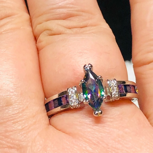 ♦️💍Sterling silver ring marquise mystic topaz - Picture 2 of 10
